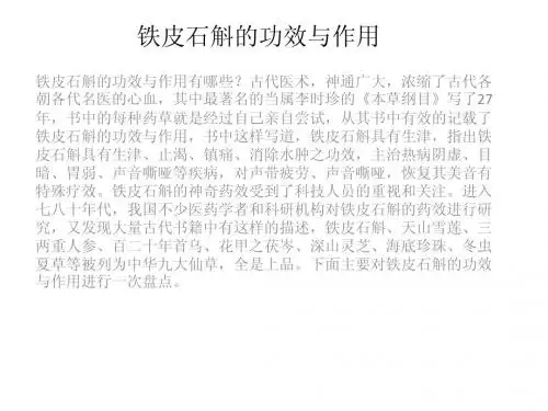 铁皮石斛的功效与作用