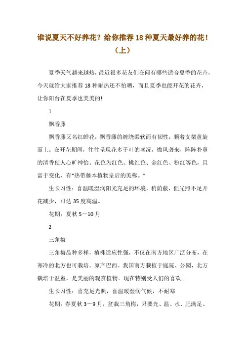 谁说夏天不好养花？给你推荐18种夏天最好养的花!(上)
