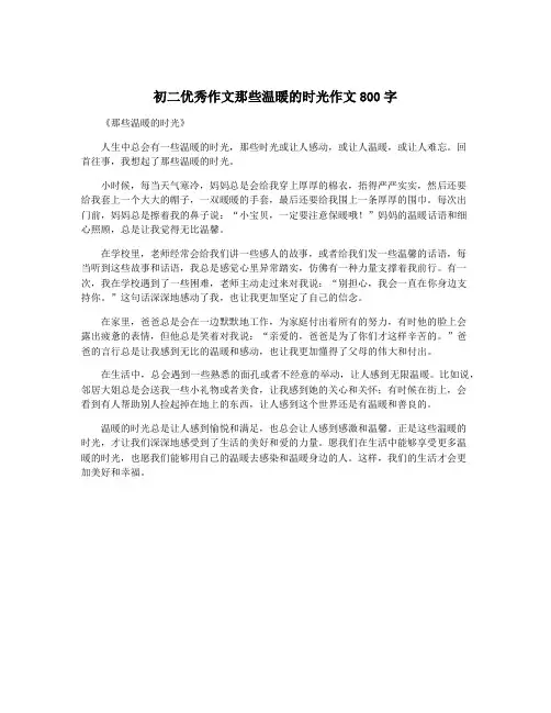 初二优秀作文那些温暖的时光作文800字