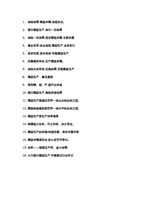 关于精益生产的标语
