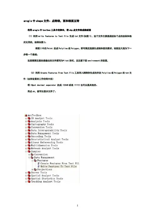arcgis中shape文件：点转线,面和线面互转(1)