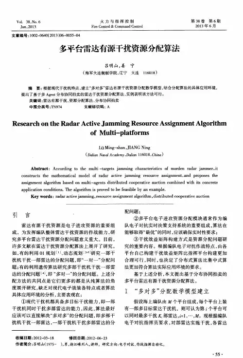 多平台雷达有源干扰资源分配算法