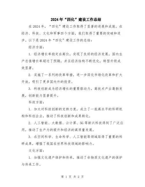 2024年“四化”建设工作总结
