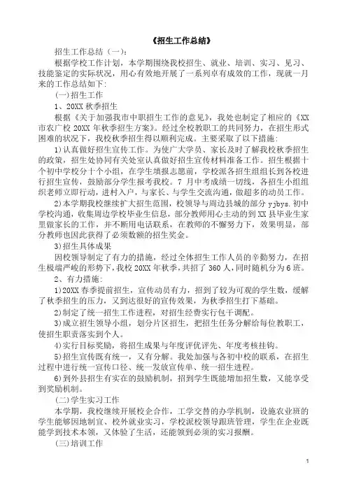 工作总结-招生工作总结10篇(2019年).docx