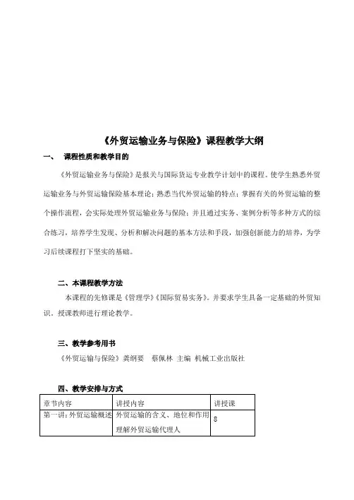 外贸运输业务与保险课程