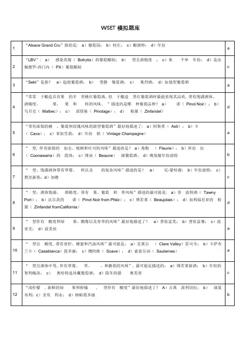 WSET模拟题库