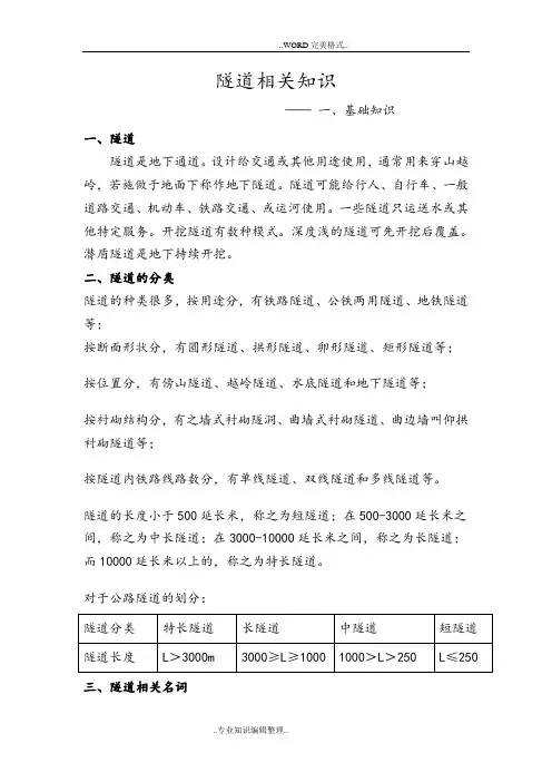 隧道相关知识