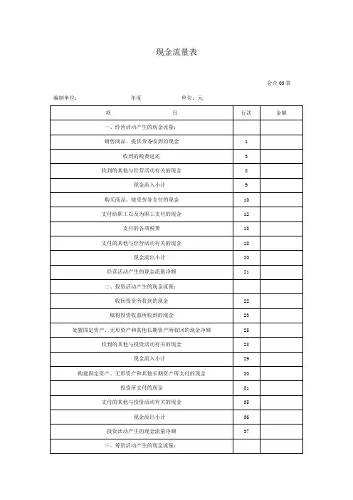 《现金流量表(适用执行企业会计制度的企业)》
