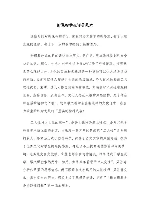 新课标学生评价范本（2篇）