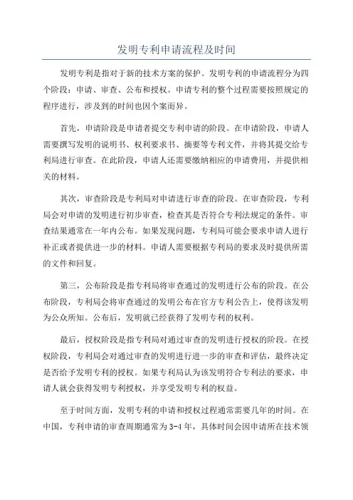 发明专利申请流程及时间
