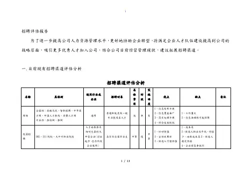招聘评估方案报告