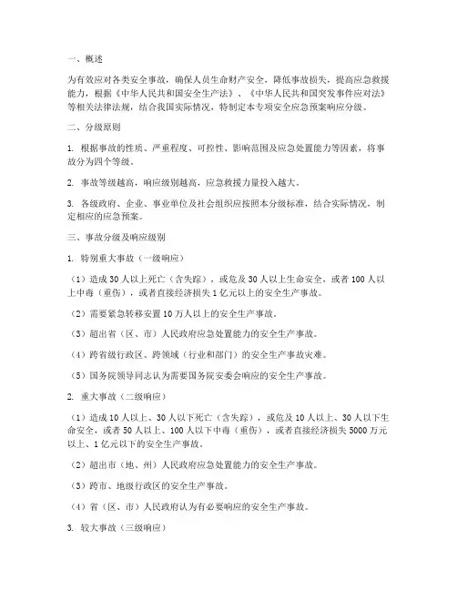 专项安全应急预案响应分级