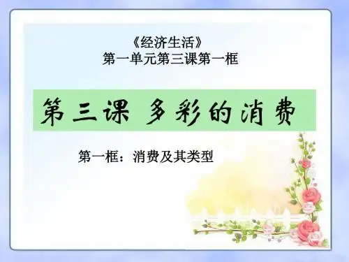 人教版高一政治必修一课件：第三课 多彩的消费-消费及其类型 (共27张PPT)