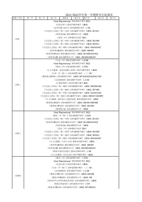 北京航空航天大学研究生2011秋季课程表