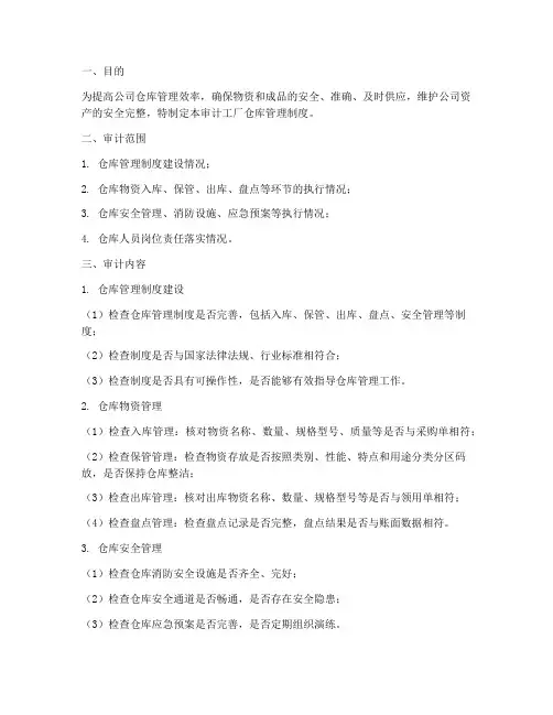 审计工厂仓库管理制度