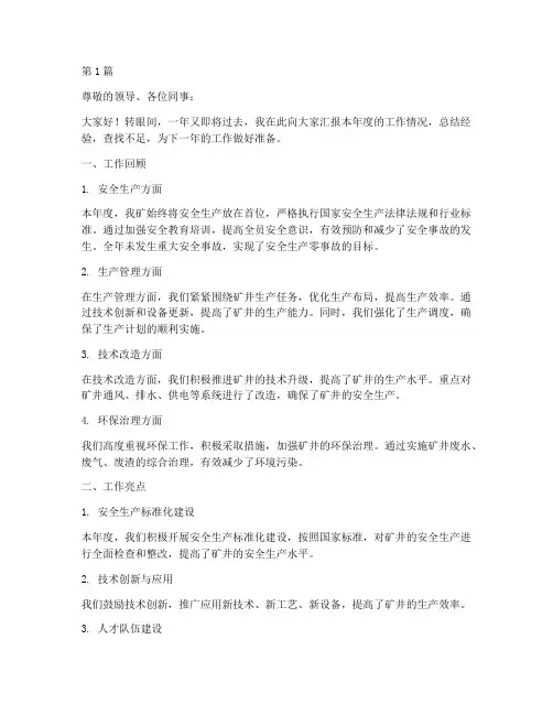 煤矿年度领导总结报告(3篇)