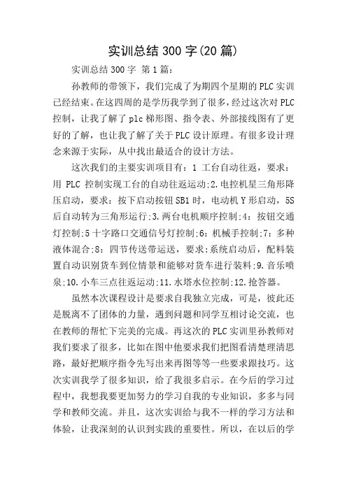 实训总结300字(20篇)