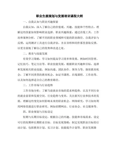 职业生涯规划与发展培训课程大纲