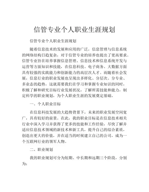 信管专业个人职业生涯规划