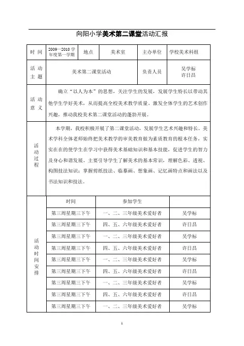向阳小学美术第二课堂活动汇报(09—10)