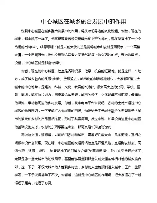 中心城区在城乡融合发展中的作用