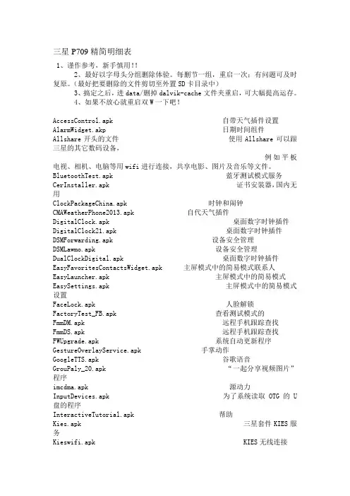 三星P709精简明细表