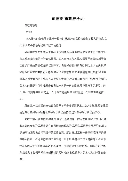 向市委,市政府检讨