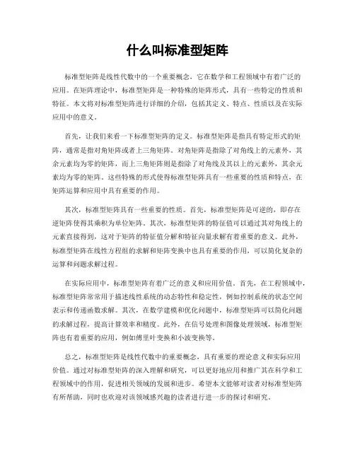 什么叫标准型矩阵