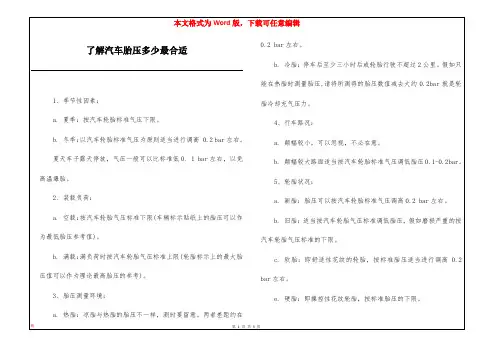 了解汽车胎压多少最合适
