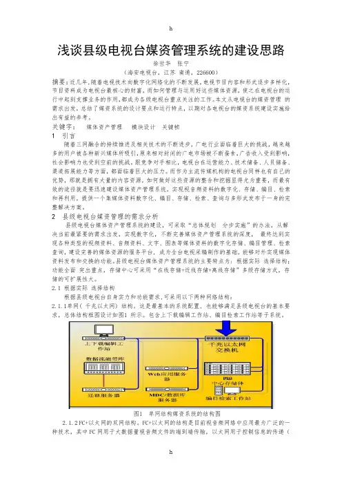 浅谈县级电视台媒资管理系统及建设思路