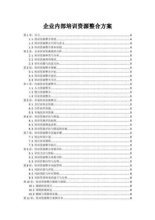 企业内部培训资源整合方案