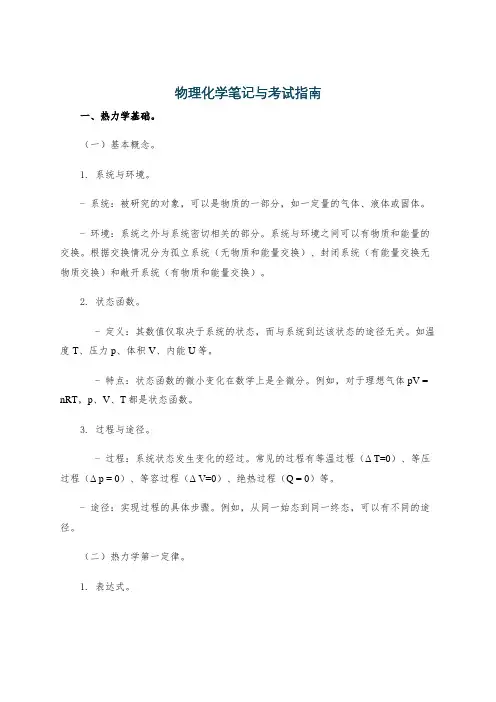 物理化学笔记与考试指南