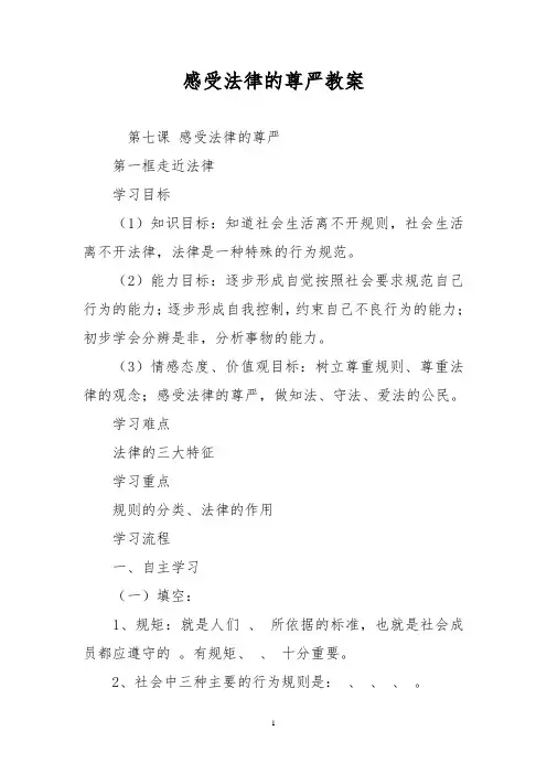 感受法律的尊严教案