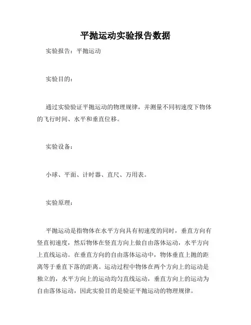 平抛运动实验报告数据