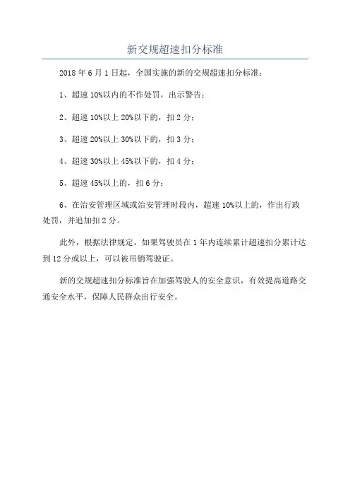 新交规超速扣分标准