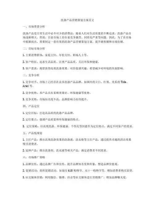 洗涤产品营销策划方案范文