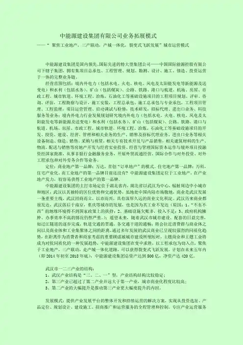 中能源建设集团有限公司业务拓展模式