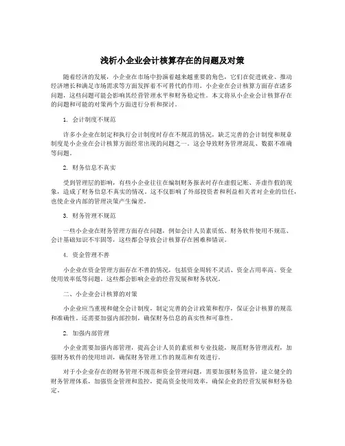 浅析小企业会计核算存在的问题及对策