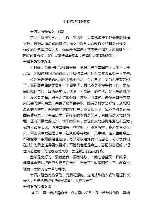 十四岁的我作文