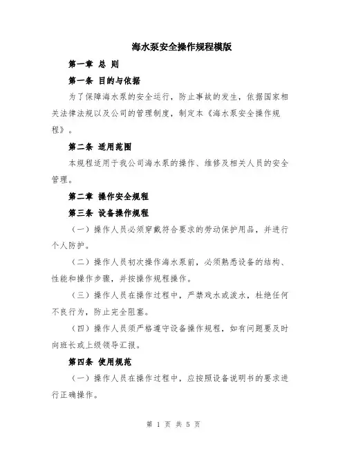海水泵安全操作规程模版