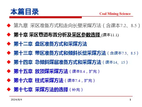 第十章准备巷道布置及参数分析1