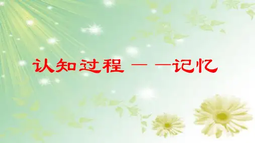 心理学 第六章  认知过程——记忆