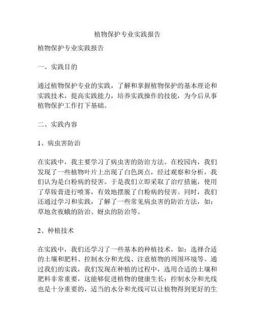植物保护专业实践报告