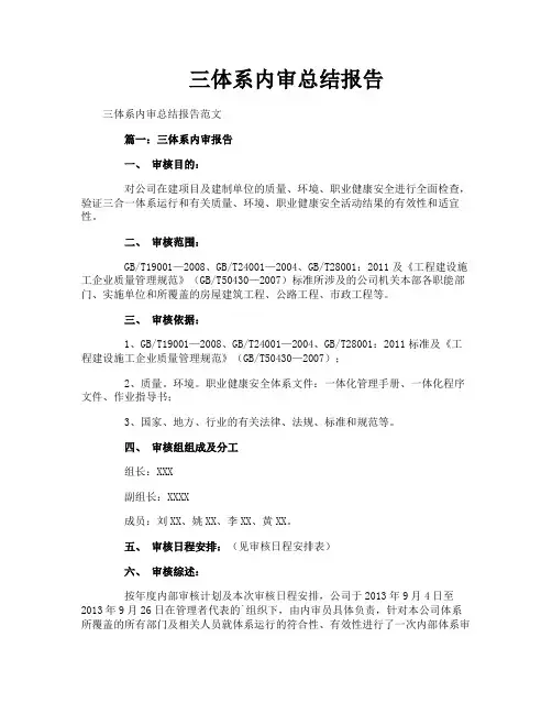 三体系内审总结报告