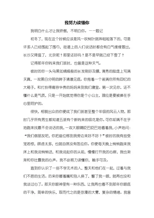 初三作文：我努力读懂你作文1000字_1