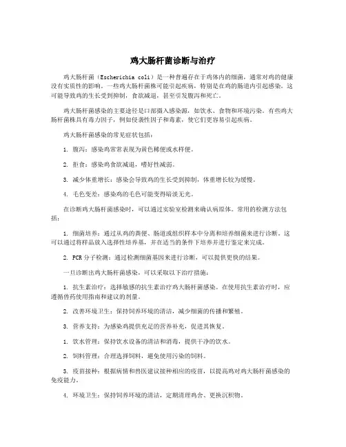 鸡大肠杆菌诊断与治疗