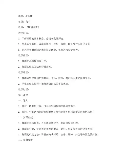舞剧鉴赏课教案模板范文