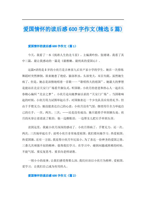 爱国情怀的读后感600字作文(精选5篇)