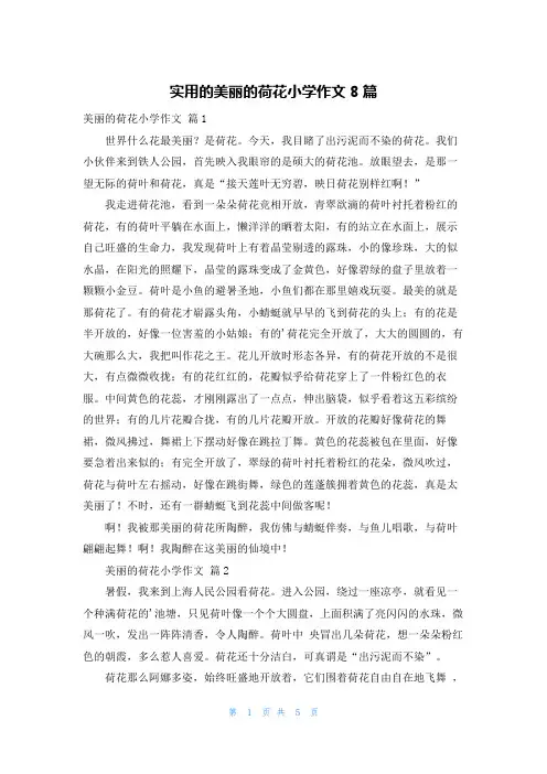 实用的美丽的荷花小学作文8篇