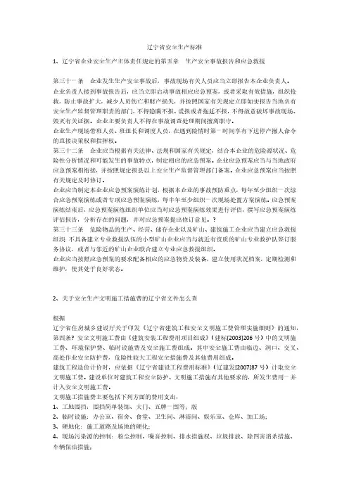 辽宁省安全生产标准安全生产